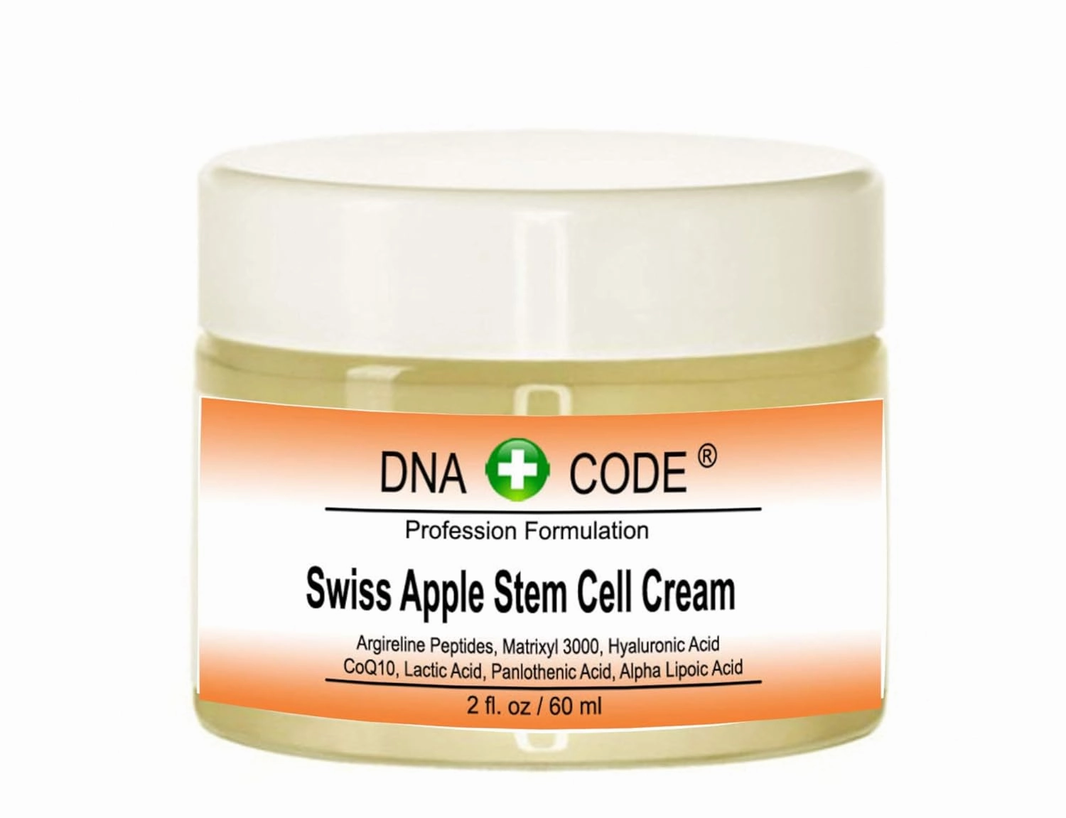 DNA Code®- Swiss Apple Stem Cell Cream w/Argireline, Matrixyl 3000, Hyaluronic Acid, CoQ10. Big 2 OZ or 4 OZ