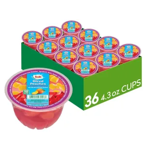 Dole Fruit Bowls Peaches in Strawberry Flavored Gel Snacks, 4.3oz 36 Total Cups, Gluten & Dairy Free, Bulk Lunch Snacks for Kids & Adults