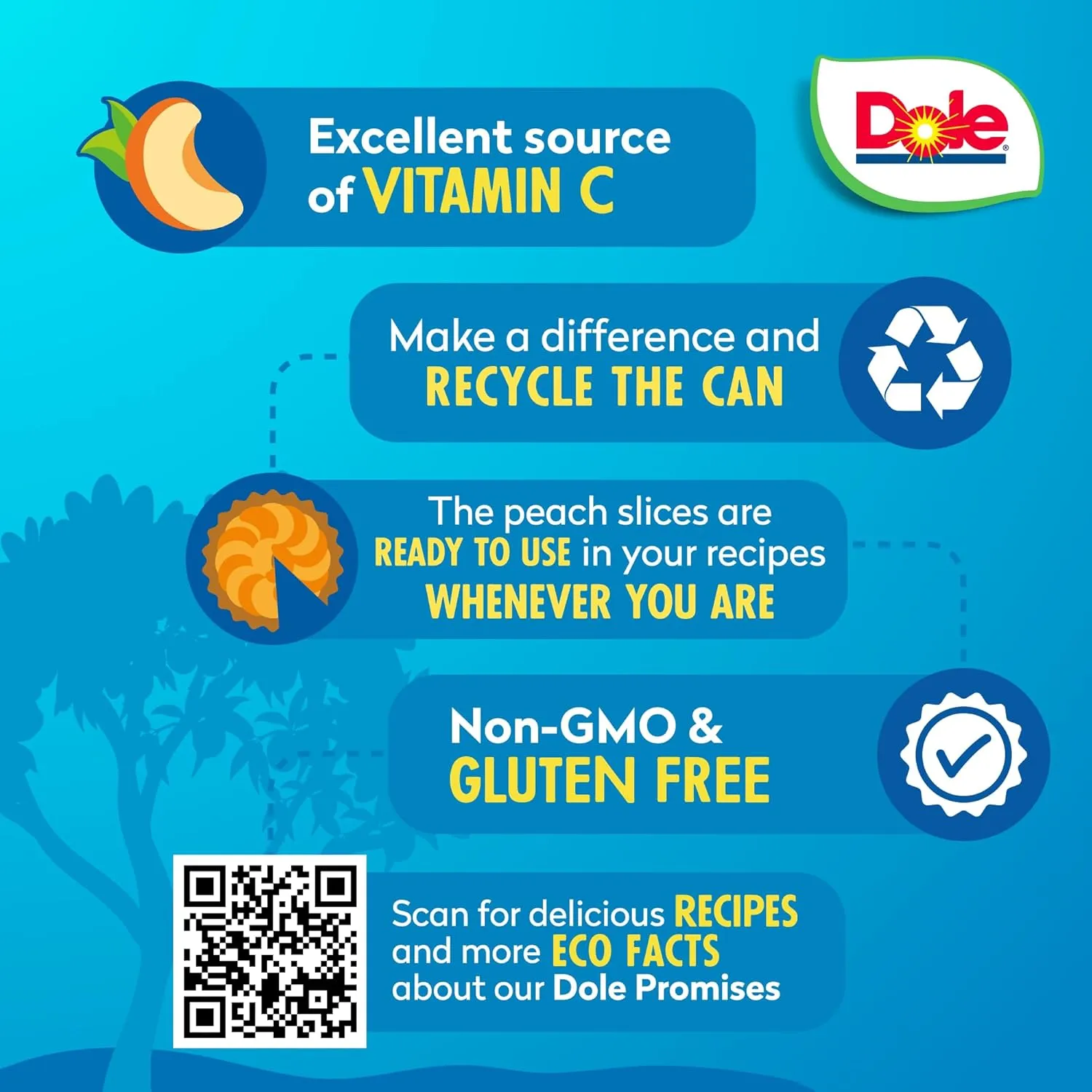 Dole Jarred Peaches Sliced Yellow Cling in 100% Fruit Juice, 23.5 Ounce Jar (Pack of 8)