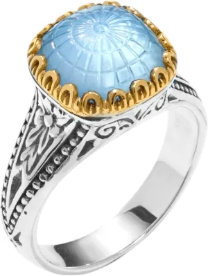 Dome Silver 18k Gold MOP Blue Spinel Ring DKJ970-628 S7