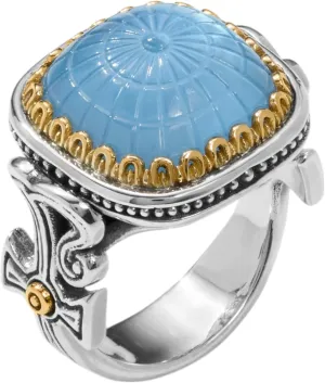 Dome Silver 18k Gold MOP Blue Spinel Ring DKJ971-628 S7