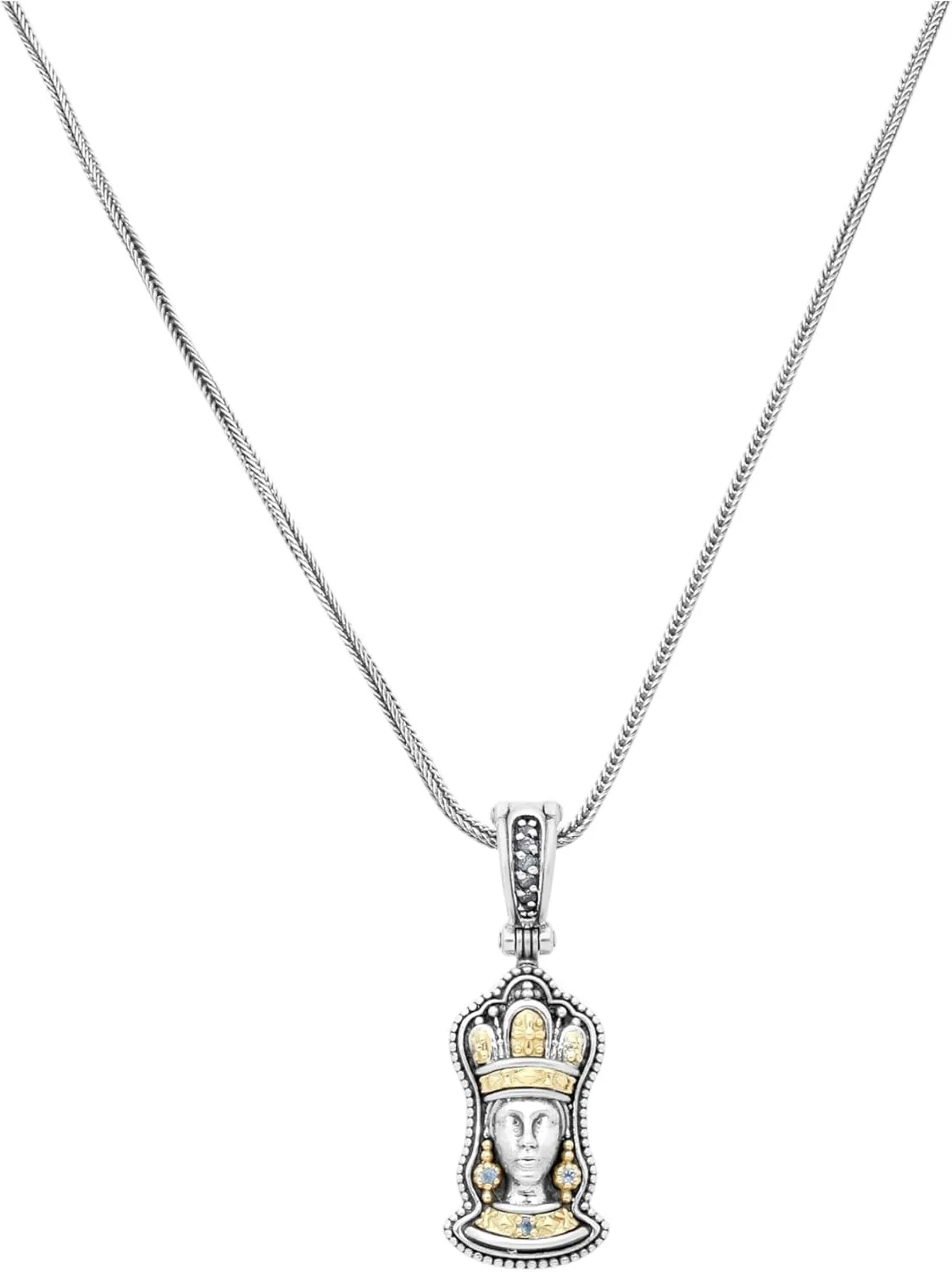 Dome Silver,18k Gold Blue Spinel Pendant with Chain MEKJ739-478