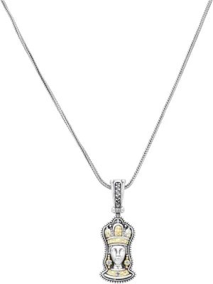 Dome Silver,18k Gold Blue Spinel Pendant with Chain MEKJ739-478
