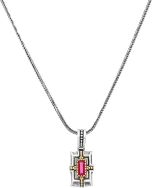 Dome Silver,18k Gold Corundum Pendant with Chain MEKJ736-538