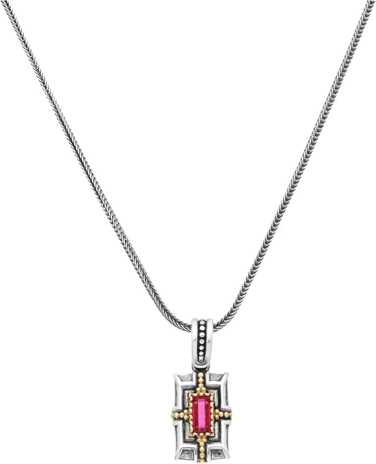 Dome Silver,18k Gold Corundum Pendant with Chain MEKJ736-538