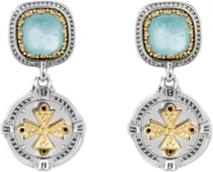 Dome Sterling Silver 18K Gold & MOP Earrings SKKJ701-628