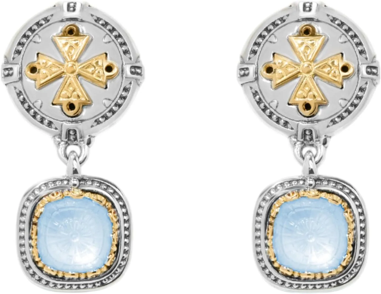 Dome Sterling Silver 18K Gold MOP & Blue Spinel Earrings SKKJ703-628