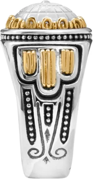 Dome Sterling Silver,18k Gold & Mothe of Pearl Ring DKJ973-313 S6
