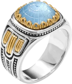 Dome Sterling Silver,18k Gold MOP & Blue Spinel Ring DKJ973-628 S7