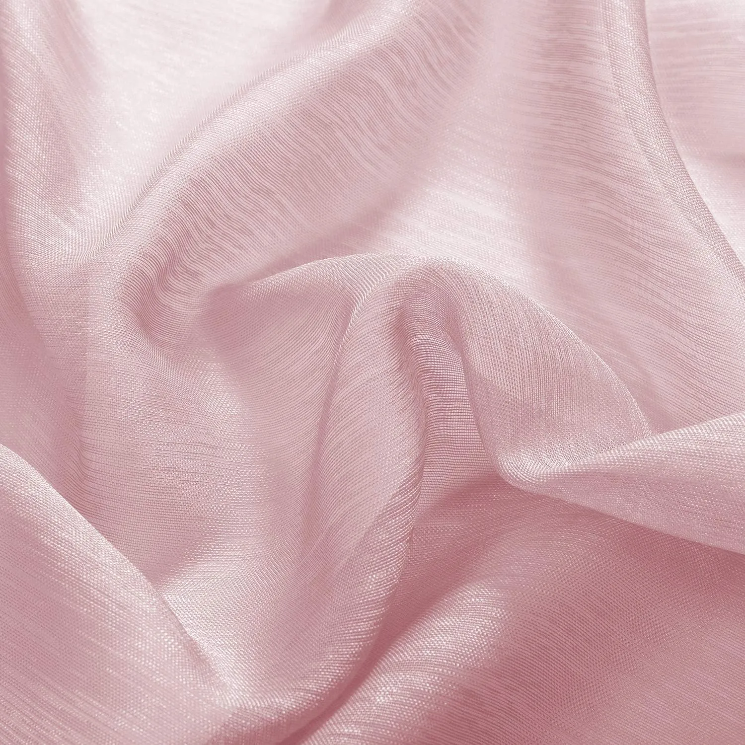 DONREN Peach Pink Sheer Curtain Panels for Girls Room - Textured Sheer Small Window Short Curtains for Kids Nursery (Grommet Top,52 by 45 Inch 2 Panels)