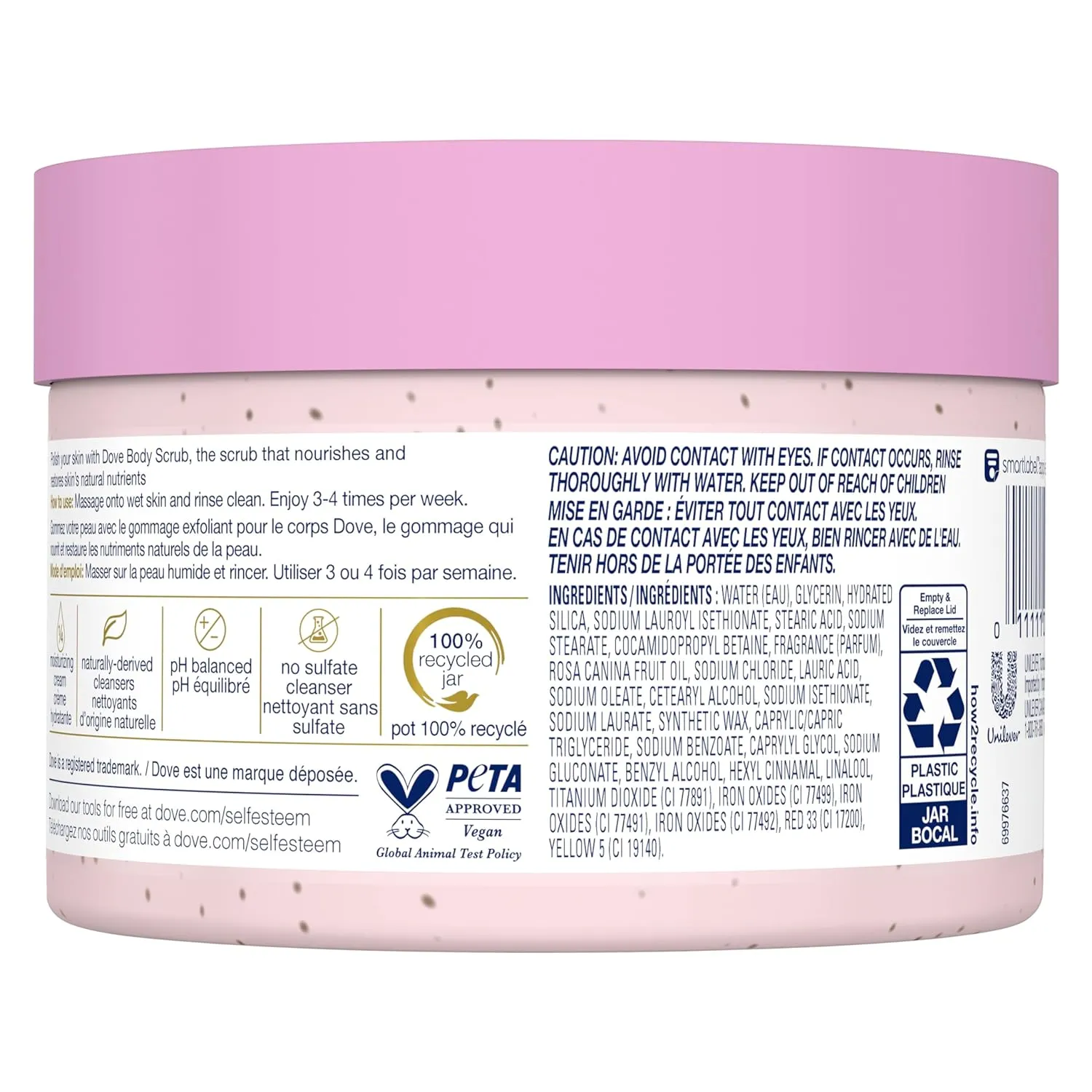 Dove Body Scrub Himalayan Salt & Rose Oil 3 Count for Visibly Silky-Smooth, Nourished Skin, with ¼ Moisturizing Cream, 10.5 oz
