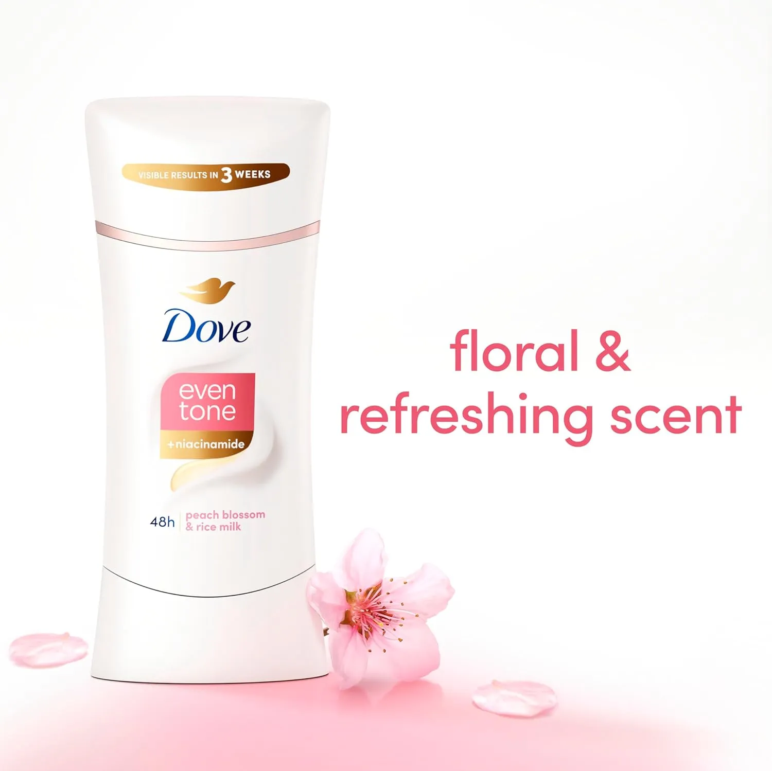Dove Even Tone Antiperspirant Deodorant Stick Peach Blossom & Rice Milk 3 Count 2.6 oz