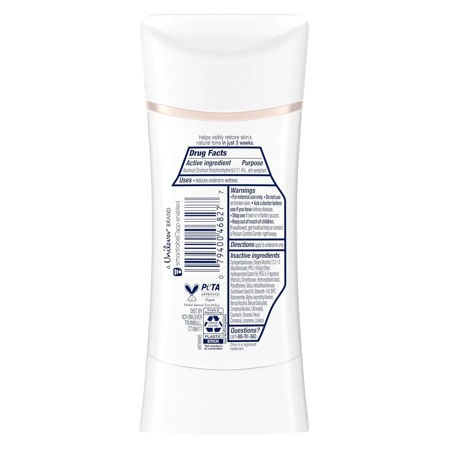 Dove Even Tone Antiperspirant Deodorant Stick Peach Blossom & Rice Milk 3 Count 2.6 oz