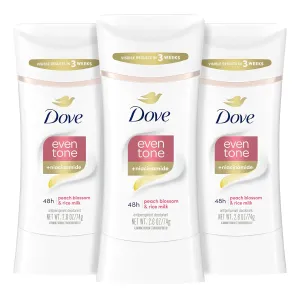 Dove Even Tone Antiperspirant Deodorant Stick Peach Blossom & Rice Milk 3 Count 2.6 oz