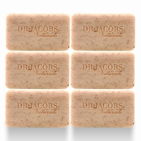 Dr Jacobs Naturals, Triple Milled Loofah Exfoliating Castile Bar Soap (Pack of 6) - Free of Parabens, Sulfates, Synthetics, Gltuen and GMO (Lucy Rose)