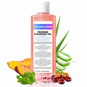 Dr. Melanin pH Balancing Peach Cleansing Shower Gel - Natural Feminine Hygiene Solution for Gentle Cleansing, Odor Control, and Skin Nourishment - pH-Balanced Formula for All Skin Types