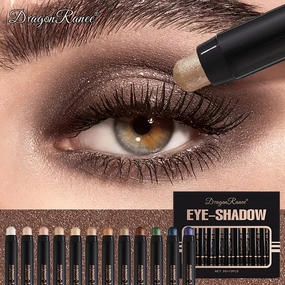 DragonRanee 12pcs Eyeshadow Pencil Set, Mixed Color System, Natural & Shimmery Finish, Fine Texture with Sparkle, Easy-to-Apply Eye Makeup Kit