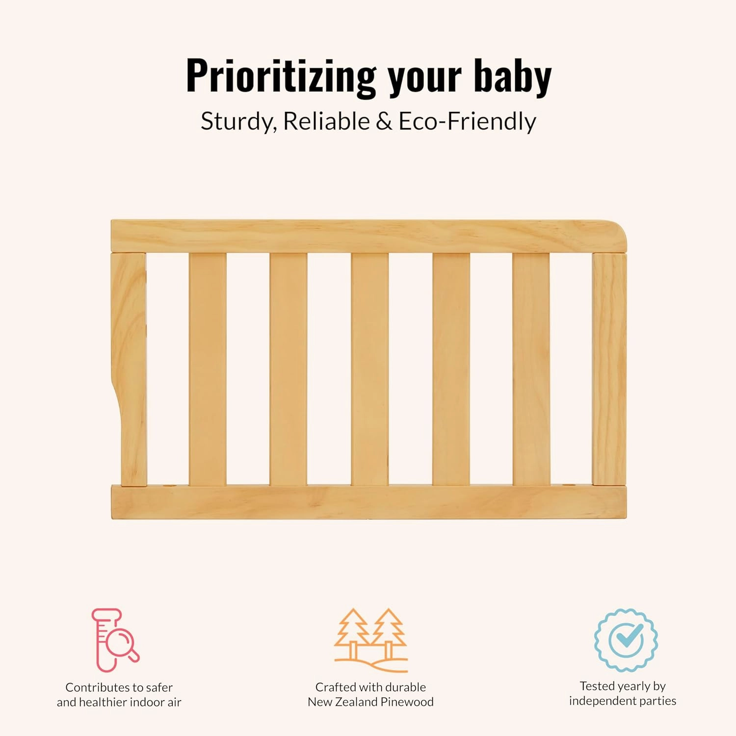 Dream On Me Universal Convertible Crib Toddler Guard Rail, Natural, 21x13x13 Inch (Pack of 1)
