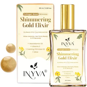 Dry Body Oil Collection | Nourishing & Lightweight Oils| Gold Shimmer & Elixir Radiance Variants | Non-Greasy, Quick-Absorbing Formula | Vegan & Cruelty-Free (Gold Shimmer, 3.38 Oz)