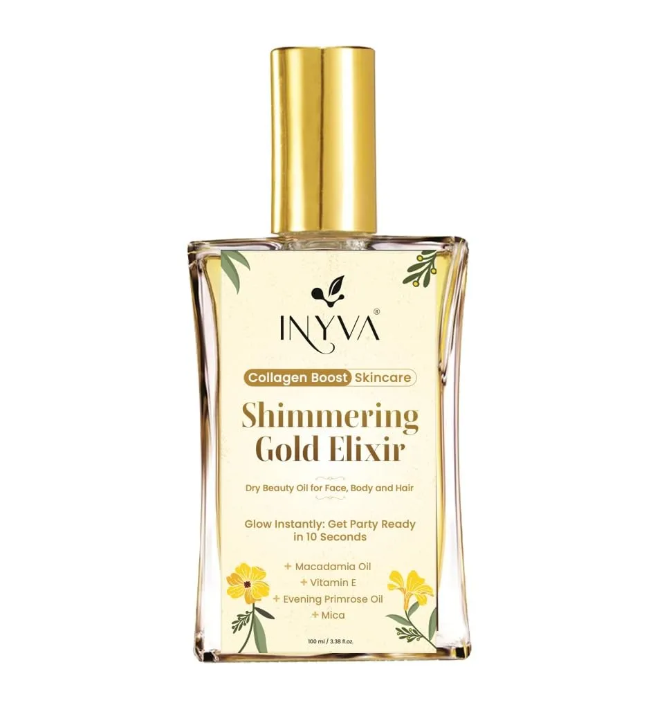 Dry Body Oil Collection | Nourishing & Lightweight Oils| Gold Shimmer & Elixir Radiance Variants | Non-Greasy, Quick-Absorbing Formula | Vegan & Cruelty-Free (Gold Shimmer, 3.38 Oz)