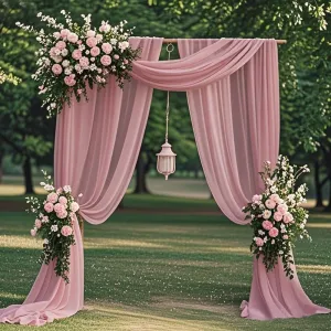 Dusty Rose Wedding Arch Draping Fabric, 1 Panel 29" X 20FT Dusty Rose Chiffon Wedding Draping Fabrics, Sheer Fabric for Draping
