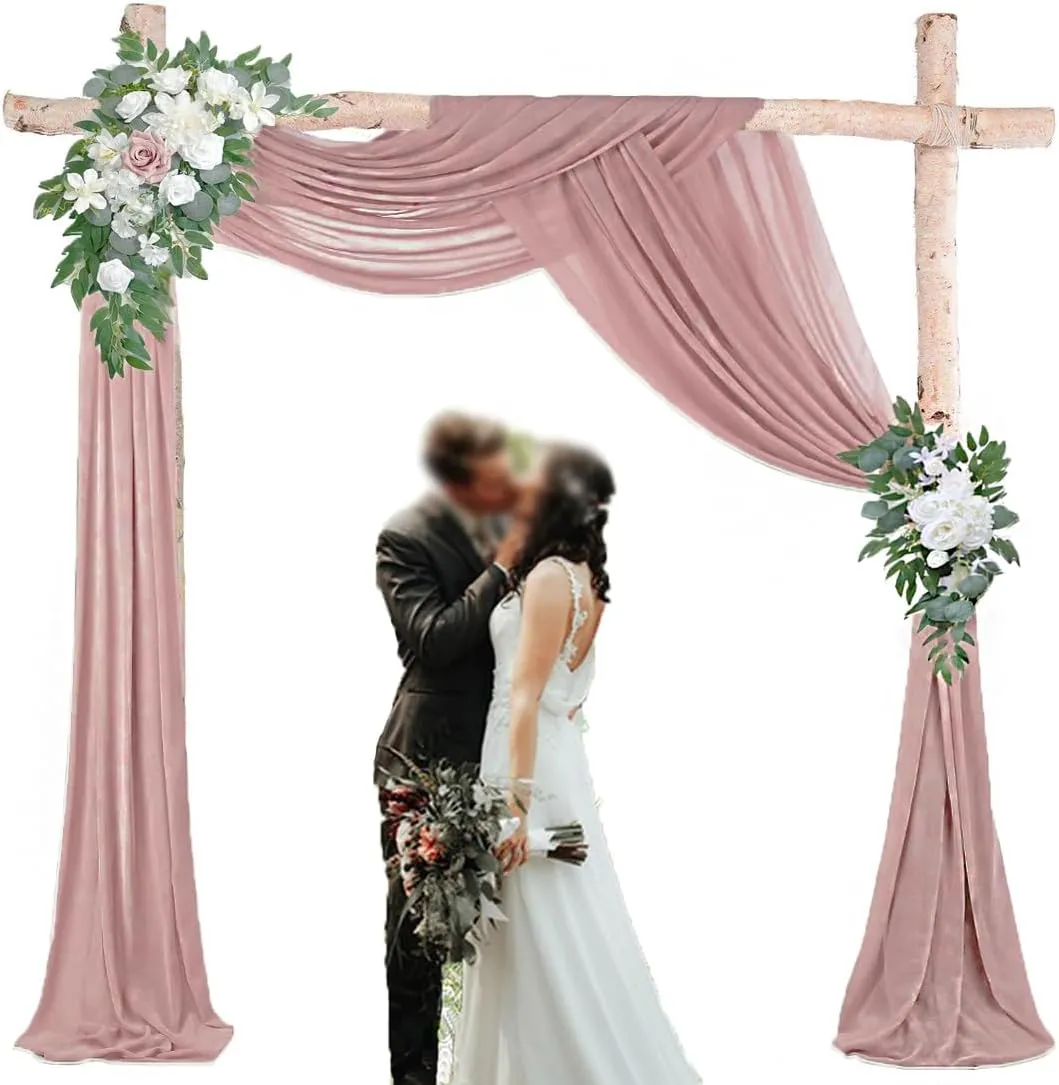 Dusty Rose Wedding Arch Draping Fabric, 1 Panel 29" X 20FT Dusty Rose Chiffon Wedding Draping Fabrics, Sheer Fabric for Draping