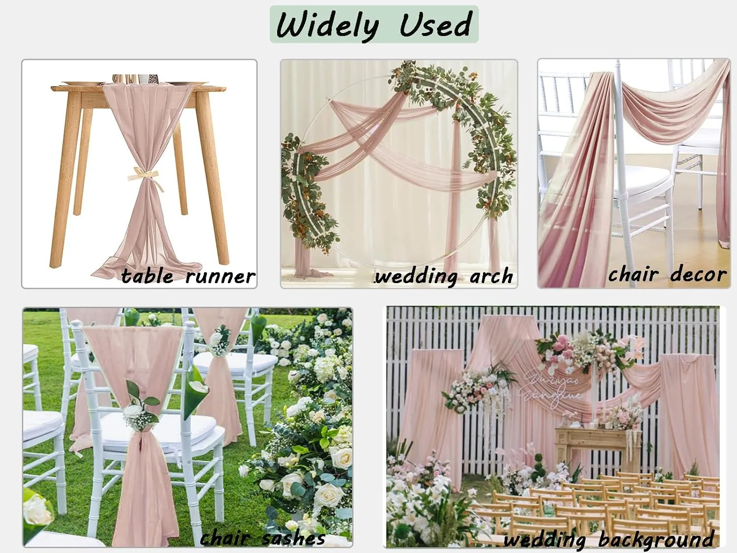 Dusty Rose Wedding Arch Draping Fabric, 1 Panel 29" X 20FT Dusty Rose Chiffon Wedding Draping Fabrics, Sheer Fabric for Draping