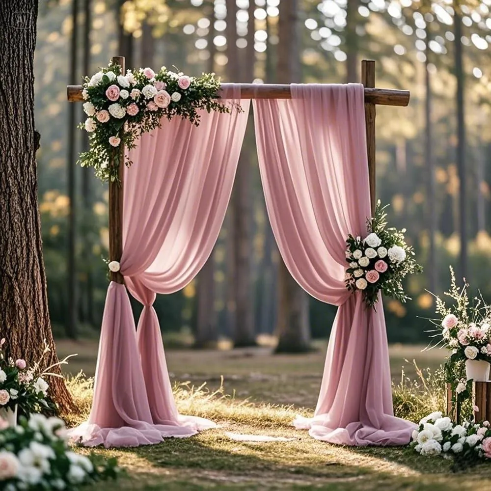 Dusty Rose Wedding Arch Draping Fabric, 1 Panel 29" X 20FT Dusty Rose Chiffon Wedding Draping Fabrics, Sheer Fabric for Draping