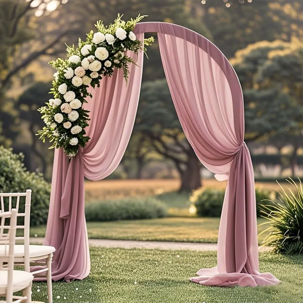 Dusty Rose Wedding Arch Draping Fabric, 1 Panel 29" X 20FT Dusty Rose Chiffon Wedding Draping Fabrics, Sheer Fabric for Draping
