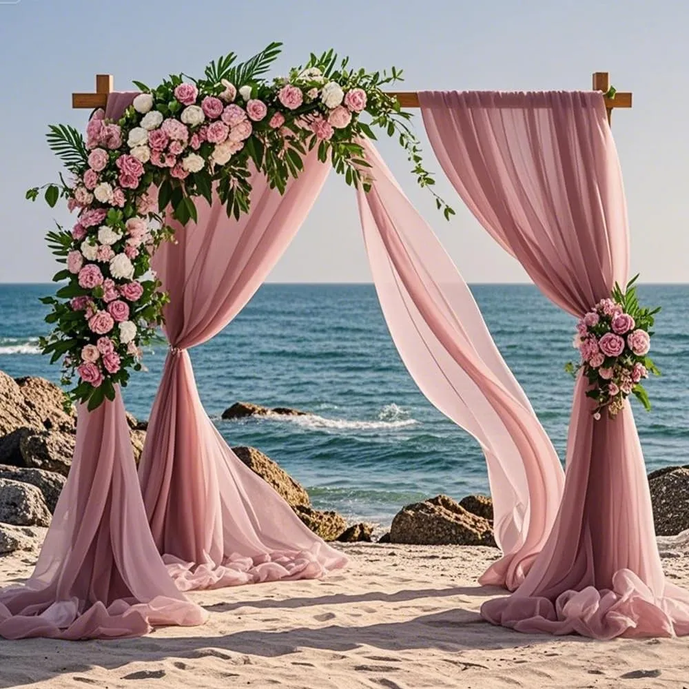 Dusty Rose Wedding Arch Draping Fabric, 1 Panel 29" X 20FT Dusty Rose Chiffon Wedding Draping Fabrics, Sheer Fabric for Draping