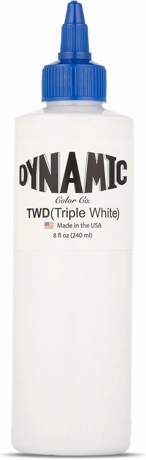 Dynamic Color Co- Triple White Tattoo Ink, Sterilized, Made in USA, 8 oz Bottle