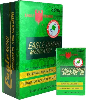 Eagle Brand Natural Medicated Oil for Muscle Aches and Pains, Includes 12 Individual 1.2 oz. Bottles
