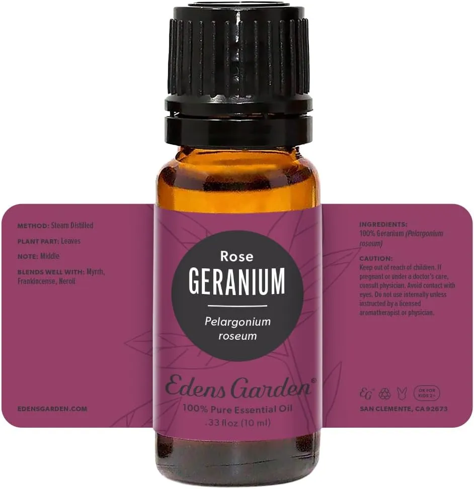 Edens Garden Geranium- Rose Essential Oil- 100% Pure Premium Grade, Undiluted, Natural, Therapeutic, Aromatherapy, The Best for Diffuser, Face, Candle, Hair 10 ml (.33 fl oz)
