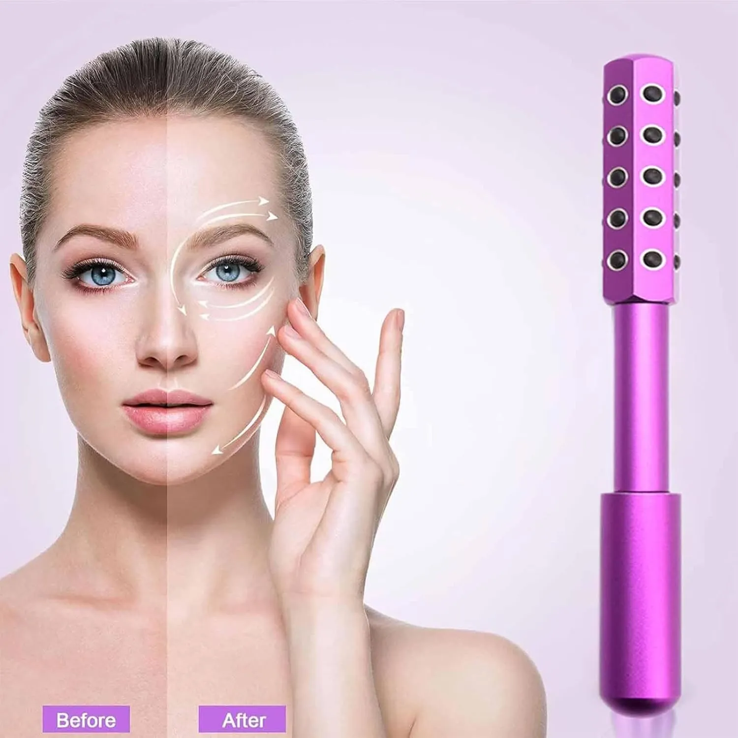 Elarique Glow Sculpting - Beauty Roller, Facelift Pro Face Roller, Uplift Facial Massaging Beauty Tool, with Cooling & Sculpting, Portable with Ergonomic Handle, for Skincare (Purple)