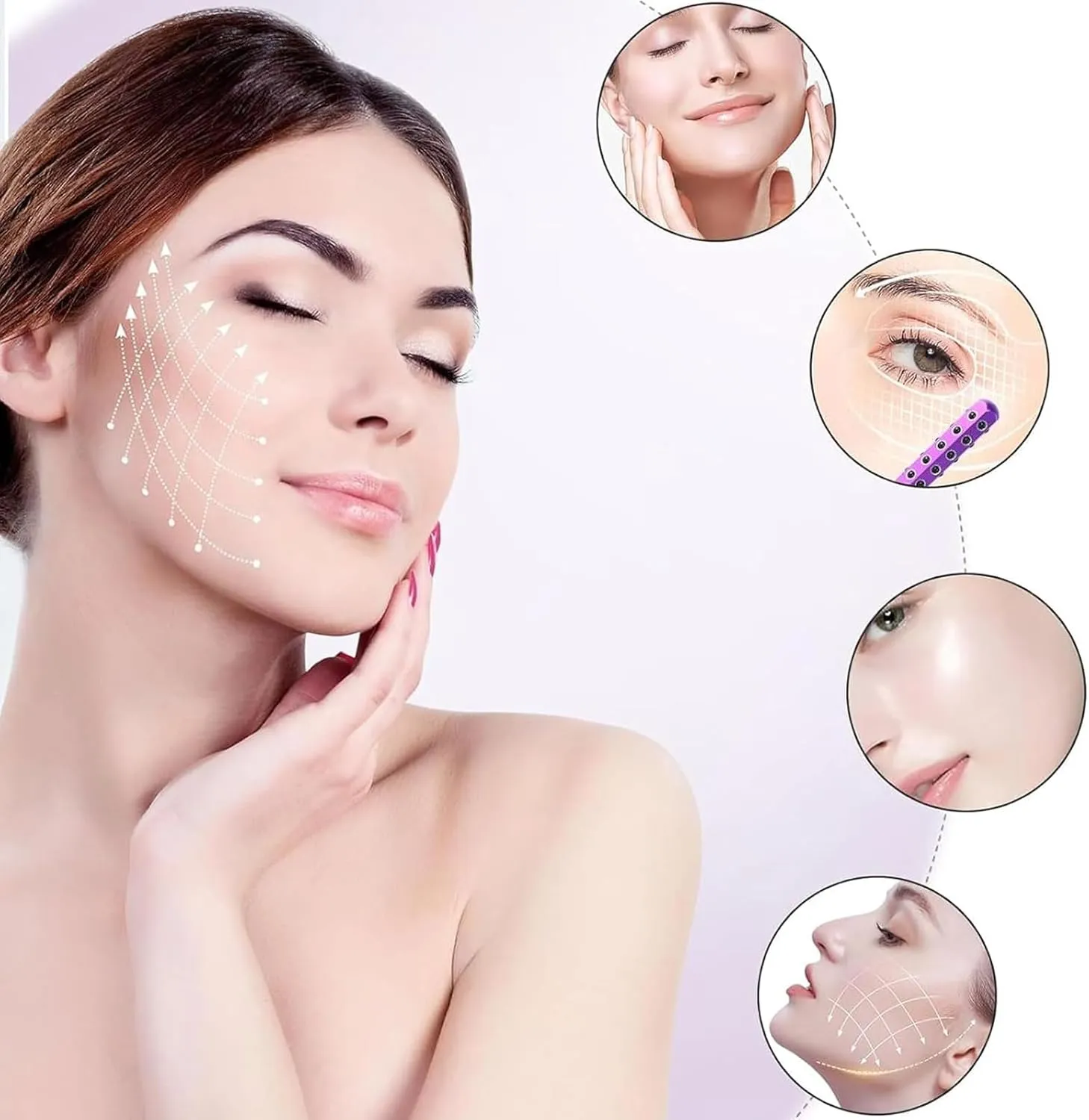 Elarique Glow Sculpting - Beauty Roller, Facelift Pro Face Roller, Uplift Facial Massaging Beauty Tool, with Cooling & Sculpting, Portable with Ergonomic Handle, for Skincare (Purple)