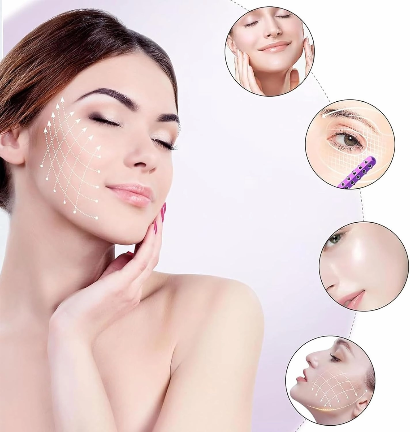 Elarique Face Roller, Elarique Glow Sculpt - Beauty Roller, Germanium Stone Face Roller for up Lifting and Skin Care, Beauty Sculptor Roller (30 Purple)