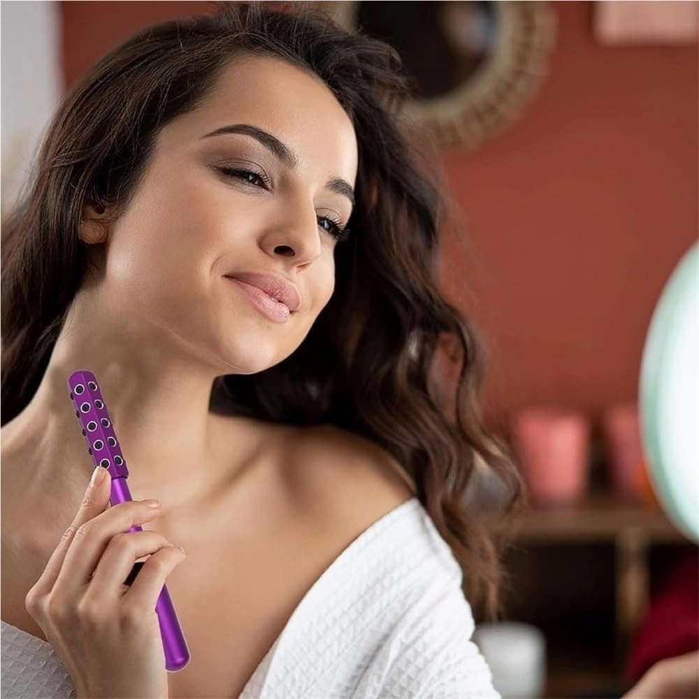 Elarique Glow Sculpting - Beauty Roller, Germanium Stone Face Sculpting Tool, Facelift Pro Roller, Massage Face Tool, Portable Cooling & Sculpting, Ergonomic Handle(Gold)