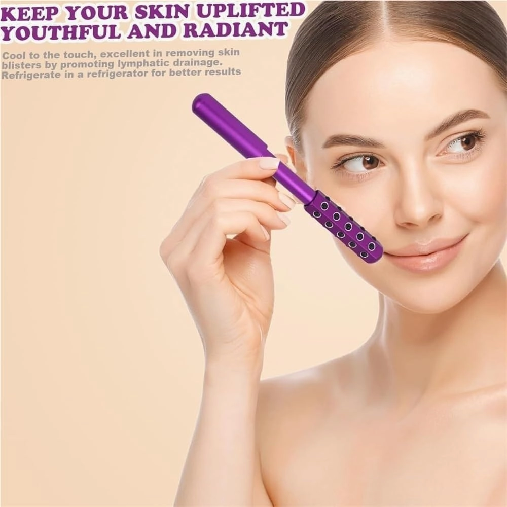Elarique Glow Sculpting - Beauty Roller, Germanium Stone Face Sculpting Tool, Facelift Pro Roller, Massage Face Tool, Portable Cooling & Sculpting, Ergonomic Handle(Gold)