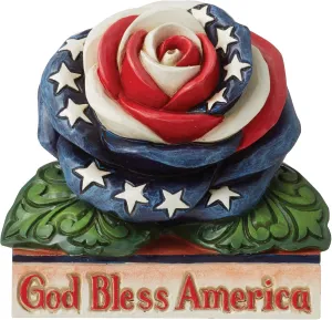 Enesco Jim Shore Heartwood Creek Gnome Patriotic Rose Miniature Figurine- Resin Hand Painted Collectible 4th of July Decorative USA Mini Gnomes Figurines Home Decor Statue, 2.8 Inch