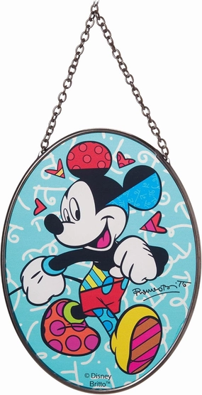 Enesco Disney Britto Mickey Mouse Walking Hanging Window Suncatcher, 5 Inch, Multicolor