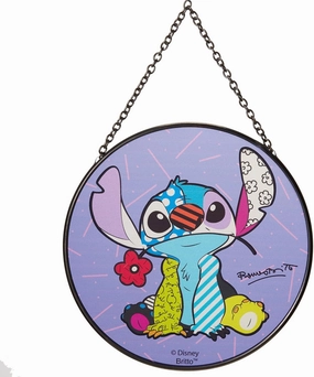 Enesco Disney Britto Stitch with Flower Hanging Window Suncatcher, 5 Inch, Multicolor