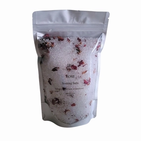 Epsom Salt Soak- Natural Aromatherapy With Organic Rose Petals & Lavender Essentail Oil Best For Relaxing 16 Oz Resealable Bag-Reusable Bag Included For Bath