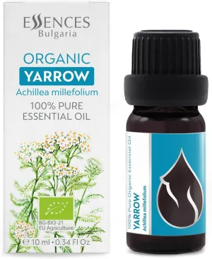 Essences Bulgaria Organic Yarrow Essential Oil 1/3 Fl Oz | 10ml | Achillea millefolium | 100% Pure and Natural | Undiluted | Therapeutic Grade | Family Owned Farm | Steam-Distilled | Non-GMO | Vegan