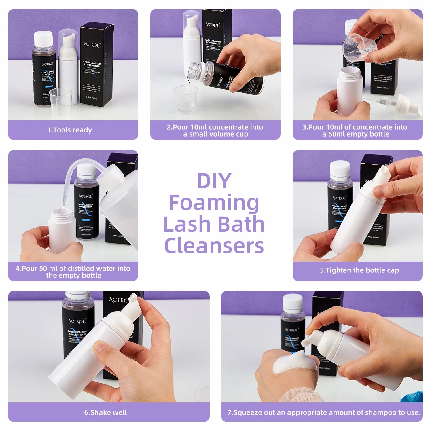 Eyelash Cleanser Concentrate 100ml Peach Professional Lash Shampoo Foaming Cleanser DIY Paraben & Sulfate Free Non-lrritating Wash for Extensions Lashes with Salon Care-Makes 20 Bottles