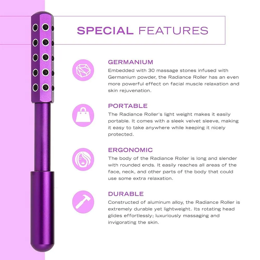 Facelift Pro Beauty Roller, Elarique Face Roller, Beauty Roller, Facial Massage Tool,Germanium Stone Face Roller for up Lifting and Skin Care (gold)