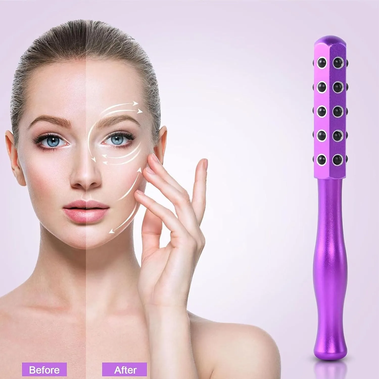 Facelift Pro Beauty Roller, Elarique Face Roller, Beauty Roller, Facial Massage Tool,Germanium Stone Face Roller for up Lifting and Skin Care (gold)