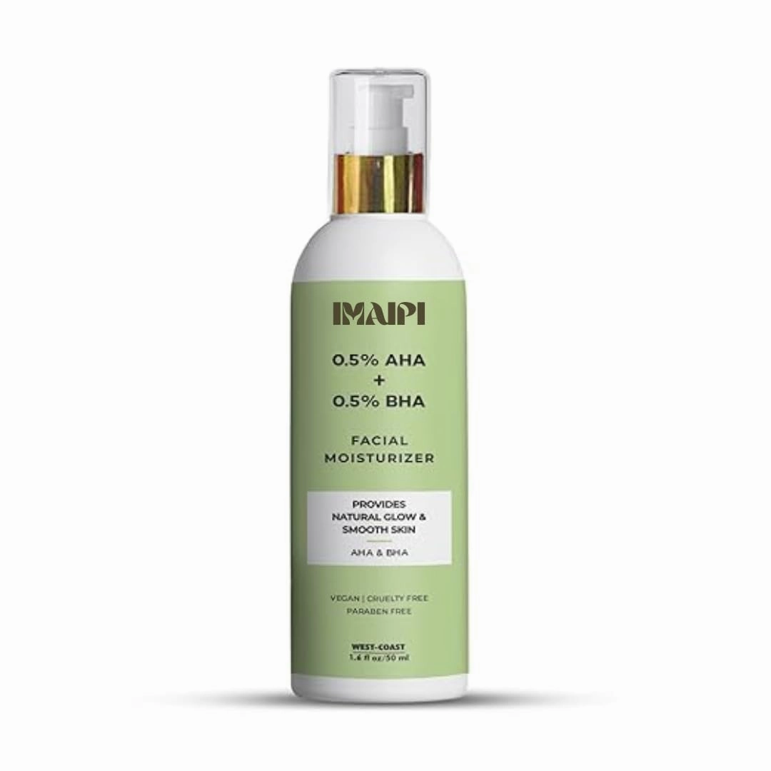 Facial Moisturizer with 0.5% AHA   BHA, Vegan Formula for Normal & Acne-Prone Skin, 50ml
