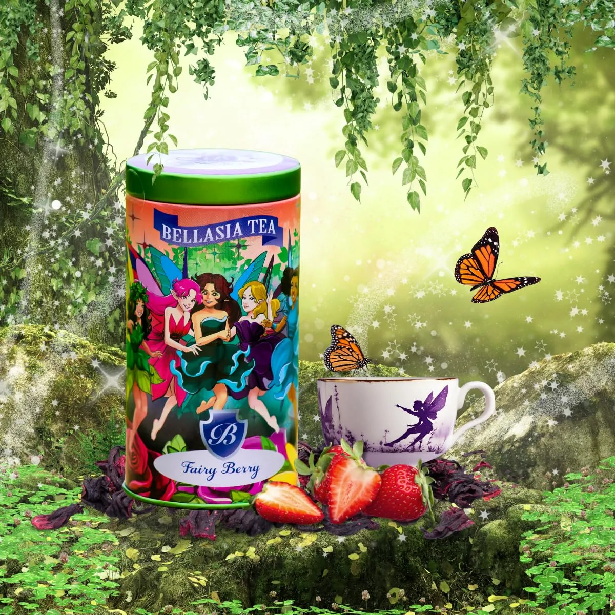 Fairy Berry by Bellasia Tea. Stawberry Herbal Caffeine-Free Tea for Kids! Unique Sugar-Free Fruit Tisane Gift for Boys or Girls.