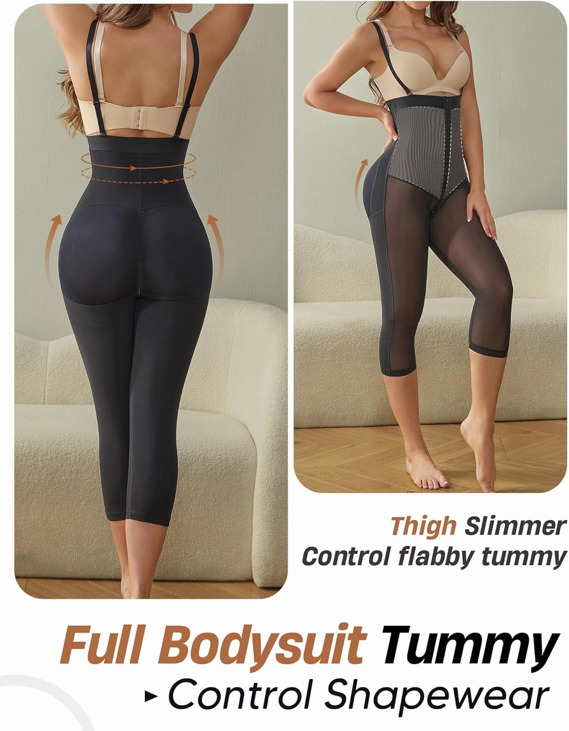 Faja Colombianas Bodysuit Tummy Control Shapewear for Women Open Bust Body Shaper Zipper