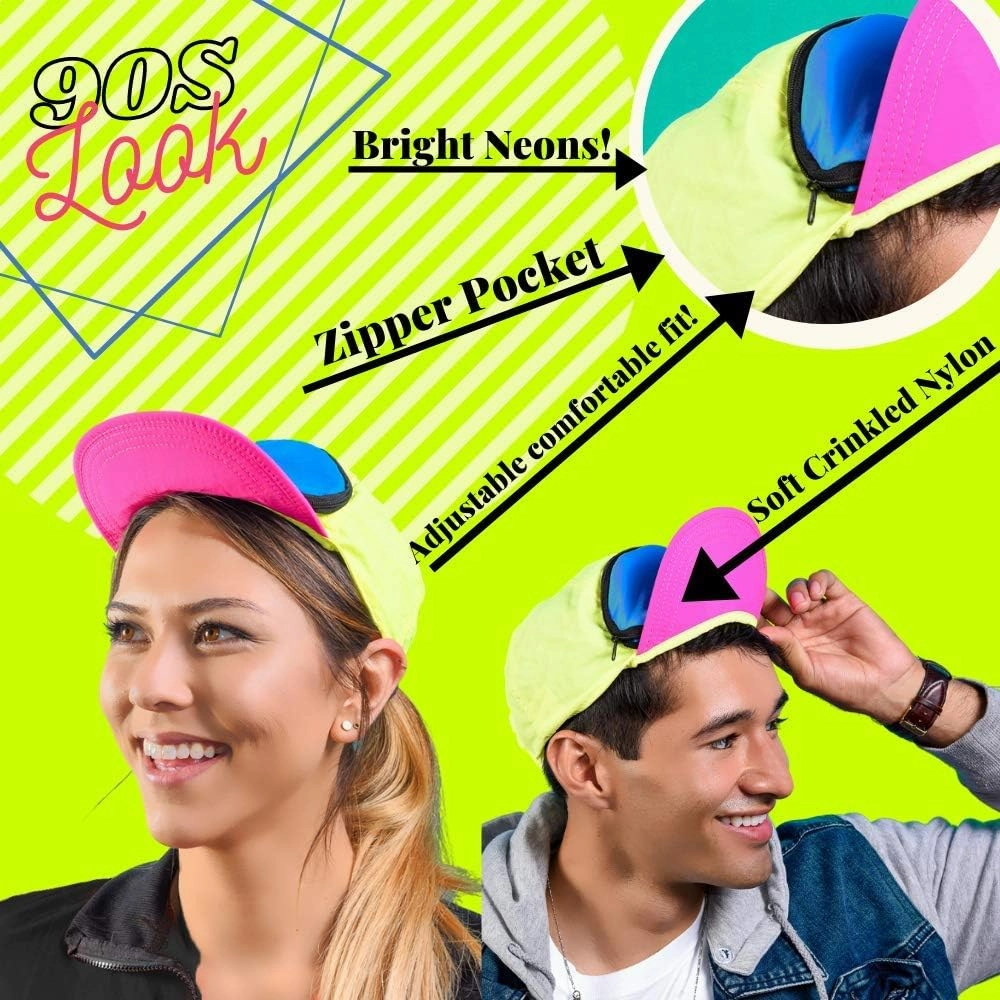Fanny Pack Hat – Retro 80s/90s Costume Hat with Hidden Zipper Pocket | Adjustable Festival & Rave Cap | Funny 80s Party Accessory & Gag Gift for Men & Women